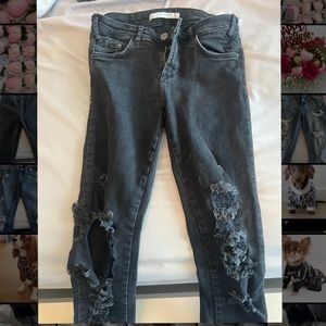 Zara ripped black denim jeans